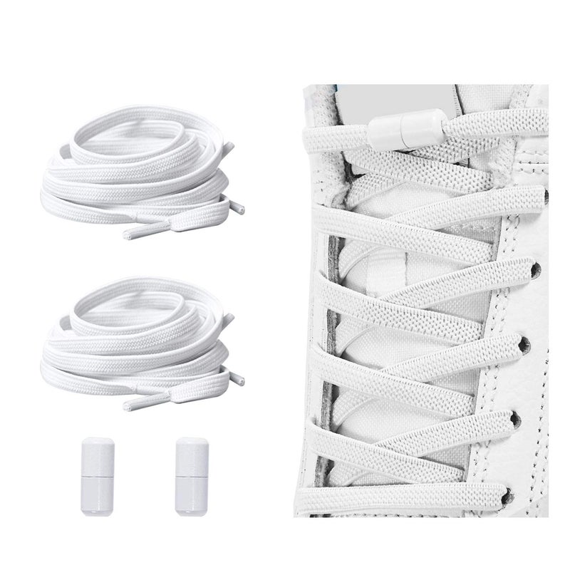 Alegrianan No Tie Shoelaces, Elastic Shoelaces for Adults/Kidsï¼ŒElastic No Tie Shoe Laces White - Image 1